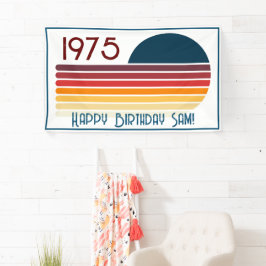  1975 Retro Stripe Zon 50e Verjaardag Spandoek