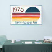  1975 Retro Stripe Zon 50e Verjaardag Spandoek (Beurs)