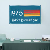  1975 Retro Stripe Zon 50e Verjaardag Spandoek (Beurs)