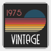  1975 Retro Stripe Zon 50e Verjaardag Vierkante Sticker (Voorkant)