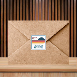  1975 Retro Stripe Zon 50e Verjaardag Vierkante Sticker