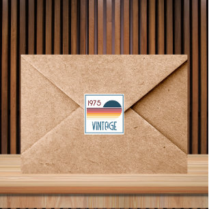 1975 Retro Stripe Zon 50e Verjaardag Vierkante Sticker
