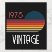  1975 Retro Stripe Zon Wijn Etiket (Enkel label)