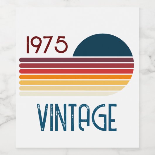 1975 Retro Stripe Zon Wijn Etiket (Enkel label)