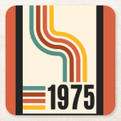 1975 Retro Stripes Vintage Poster Kartonnen Onderzetters (Voorkant)