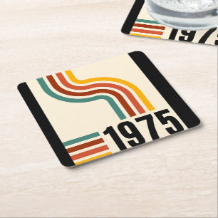 1975 Retro Vintage Poster 50ste verjaardag Kartonnen Onderzetters