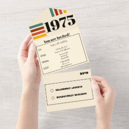 1975 Retro Vintage Poster 50ste verjaardag zwart All In One Uitnodiging