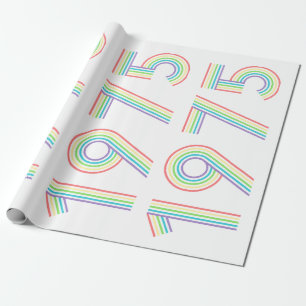 1975 Retro Vintage Regenboog Nummer 50e Verjaardag Cadeaupapier