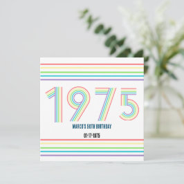 1975 Retro Vintage Regenboog Nummer 50e Verjaardag Kaart