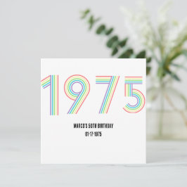 1975 Retro Vintage Regenboog Nummer 50e Verjaardag Kaart