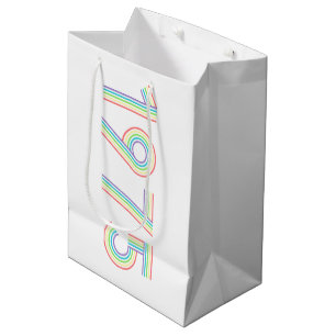 1975 Retro Vintage Regenboog Nummer 50e Verjaardag Medium Cadeauzakje