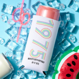 1975 Retro Vintage Regenboog Nummer 50e Verjaardag Seltzer Blikjeskoeler