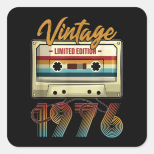 1976 45ste verjaardagscassette Birthday Vierkante Sticker