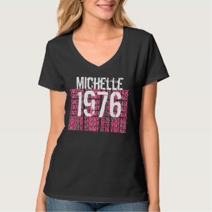 1976  Birthday Black Pink White - aangepaste naam T-shirt