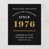1976 Budget 50th Birthday Invitation Black Gold Flyer (Voorkant)