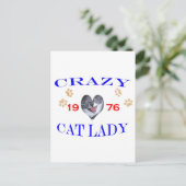 1976 Crazy Cat Lady Briefkaart (Staand voorkant)