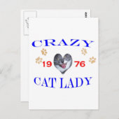 1976 Crazy Cat Lady Briefkaart (Voorkant / Achterkant)