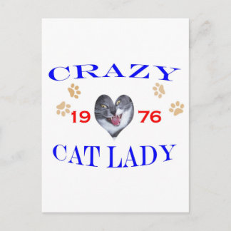1976 Crazy Cat Lady Briefkaart