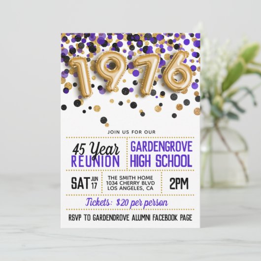 1976 High School College reünie uitnodiging (Staand voorkant)