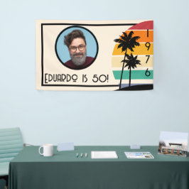 1976 Retro Streep Zonsondergang Vintage Aangepaste Spandoek
