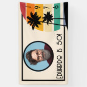 1976 Retro Streep Zonsondergang Vintage Aangepaste Spandoek (Verticaal)