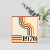 1976 Retro Stripe 50th Birthday Thank You Card Bedankkaart (Staand voorkant)