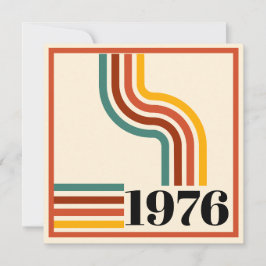 1976 Retro Stripe 50th Birthday Thank You Card Bedankkaart