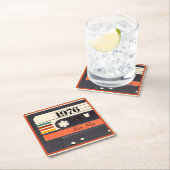 1976 Retro Stripe Cassettebandje  Sinaasappel Kartonnen Onderzetters (Insitu)