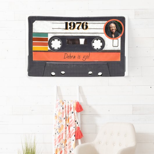 1976 Retro Stripe Cassettebandje  Sinaasappel Spandoek (Insitu)