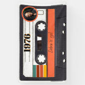 1976 Retro Stripe Cassettebandje  Sinaasappel Spandoek (Verticaal)