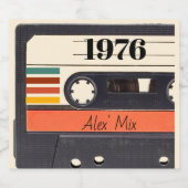 1976 Retro Stripe Cassettebandje  Sinaasappel Sparkling Wijnetiket (Enkel label)