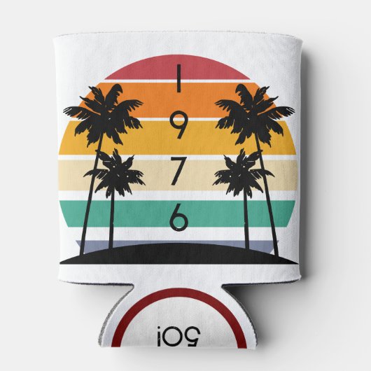 1976 Retro Stripe Sunset  Geboortejaar Blikjeskoeler (Achterkant)