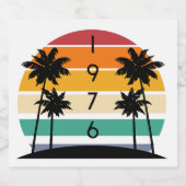 1976 Retro Stripe Sunset Geboortejaar Sparkling Wijnetiket (Enkel label)