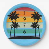 1976 Retro Stripe Sunset  Papieren Bordje (Voorkant)