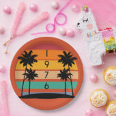 1976 Retro Stripe Sunset  Papieren Bordje (Feest)