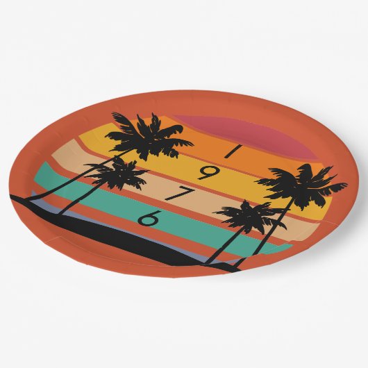 1976 Retro Stripe Sunset  Papieren Bordje (Gekanteld)