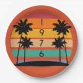 1976 Retro Stripe Sunset  Papieren Bordje (Voorkant)