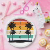 1976 Retro Stripe Sunset  Papieren Bordje (Feest)