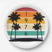 1976 Retro Stripe Sunset  Papieren Bordje (Voorkant)