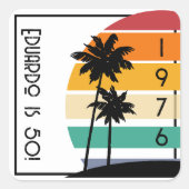 1976 Retro Stripe Sunset  Vierkante Sticker (Voorkant)