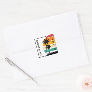 1976 Retro Stripe Sunset  Vierkante Sticker