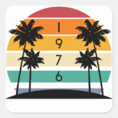 1976 Retro Stripe Sunset  Vierkante Sticker (Voorkant)