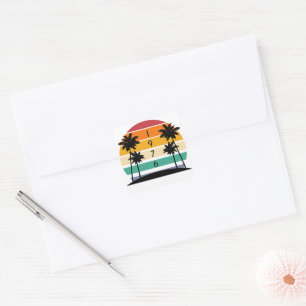 1976 Retro Stripe Sunset  Vierkante Sticker