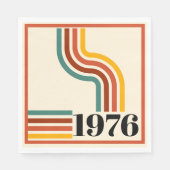 1976 Retro Stripe Vintage Poster Sinaasappel Servet (Voorkant)