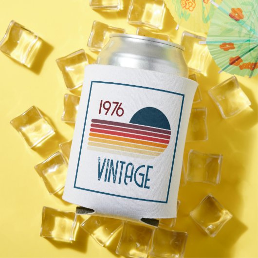 1976 Retro Stripe Zon 50e Verjaardag Blikjeskoeler (Insitu Zomer)