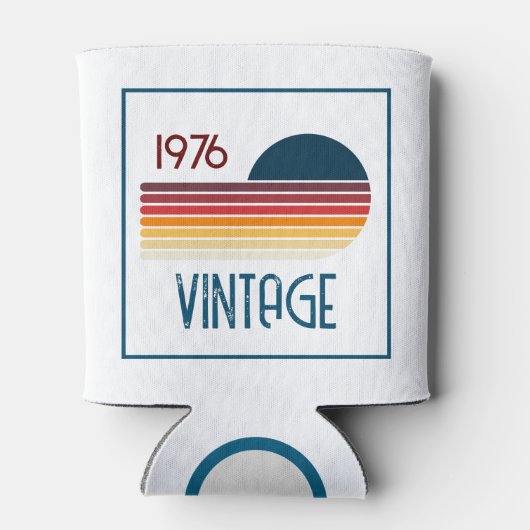  1976 Retro Stripe Zon 50e Verjaardag Blikjeskoeler (Achterkant)