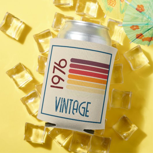  1976 Retro Stripe Zon 50e Verjaardag Blikjeskoeler (Insitu Zomer)