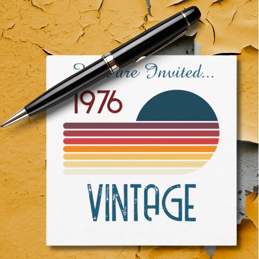 1976 Retro Stripe Zon 50e Verjaardag Kaart