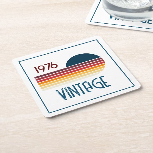  1976 Retro Stripe Zon 50e Verjaardag Kartonnen Onderzetters (Schuin)