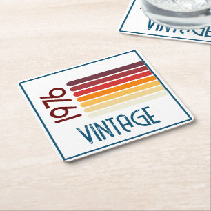 1976 Retro Stripe Zon 50e Verjaardag Kartonnen Onderzetters